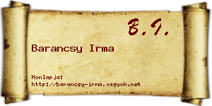 Barancsy Irma névjegykártya